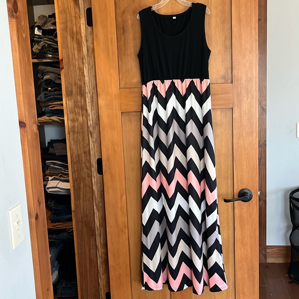 Womens Tank Top Long Maxi Dress Summer Chevron Tank Top Casual Beach Dress